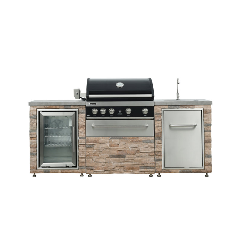 Prokan 86.7 W Outdoor Kitchen Desert Sunrise 5B Propane Grill Island